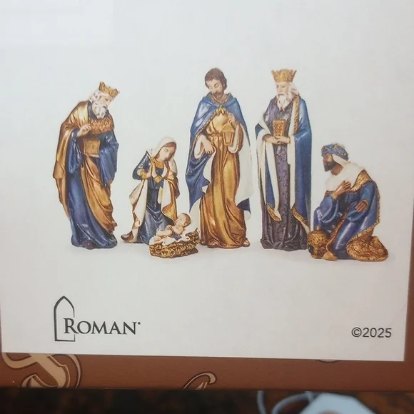 Nativity Set with Blue and Gold Accents - Picture 9 of 10